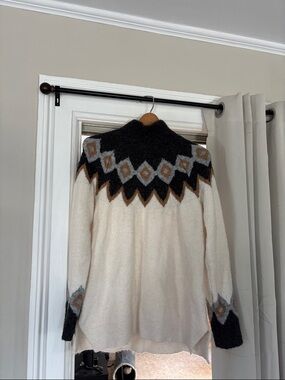 Abercrombie & Fitch Cream Fair Isle Turtleneck Sweater
